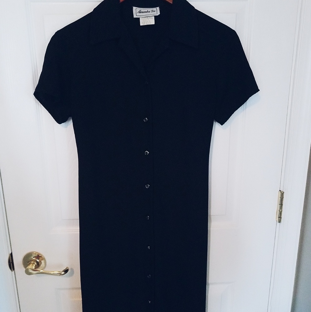 Alexandra Lee Dress Black Buttondown Basic